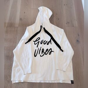 Zara “Good Vibes” White Knit Hoodie - Size M